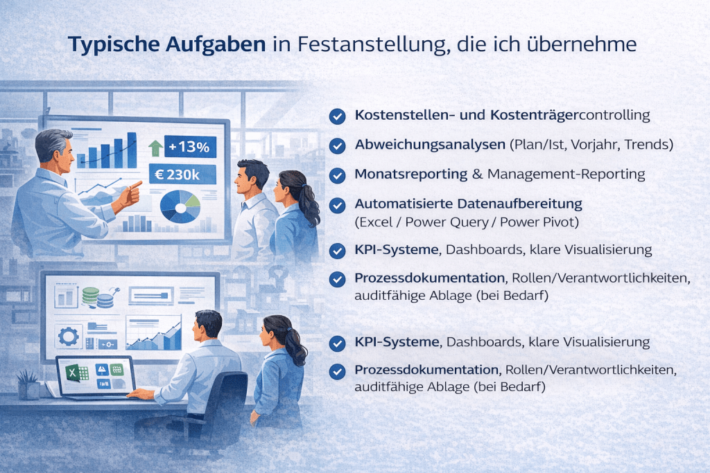 Typische Aufgaben in Festanstellung, die ich übernehme